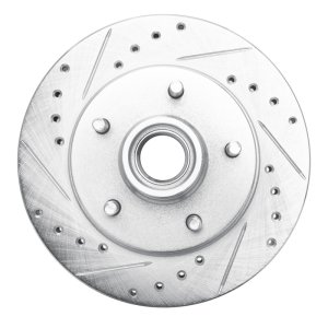Chevrolet S10 Blazer Brake Rotor (1) - Front Left - R1 Concepts - Drilled & Slotted - Silver - `91-`03